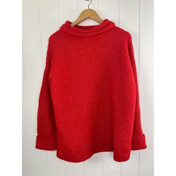 Anthropologie Oversized Pilcro Cowl Neck Red Sweater Size S - Picture 5 of 12
